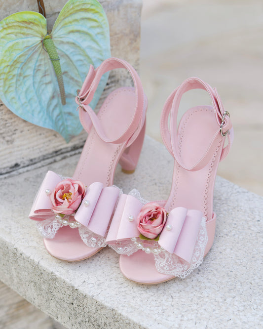 La Vie En Rose Heart Sandal Heels Pink