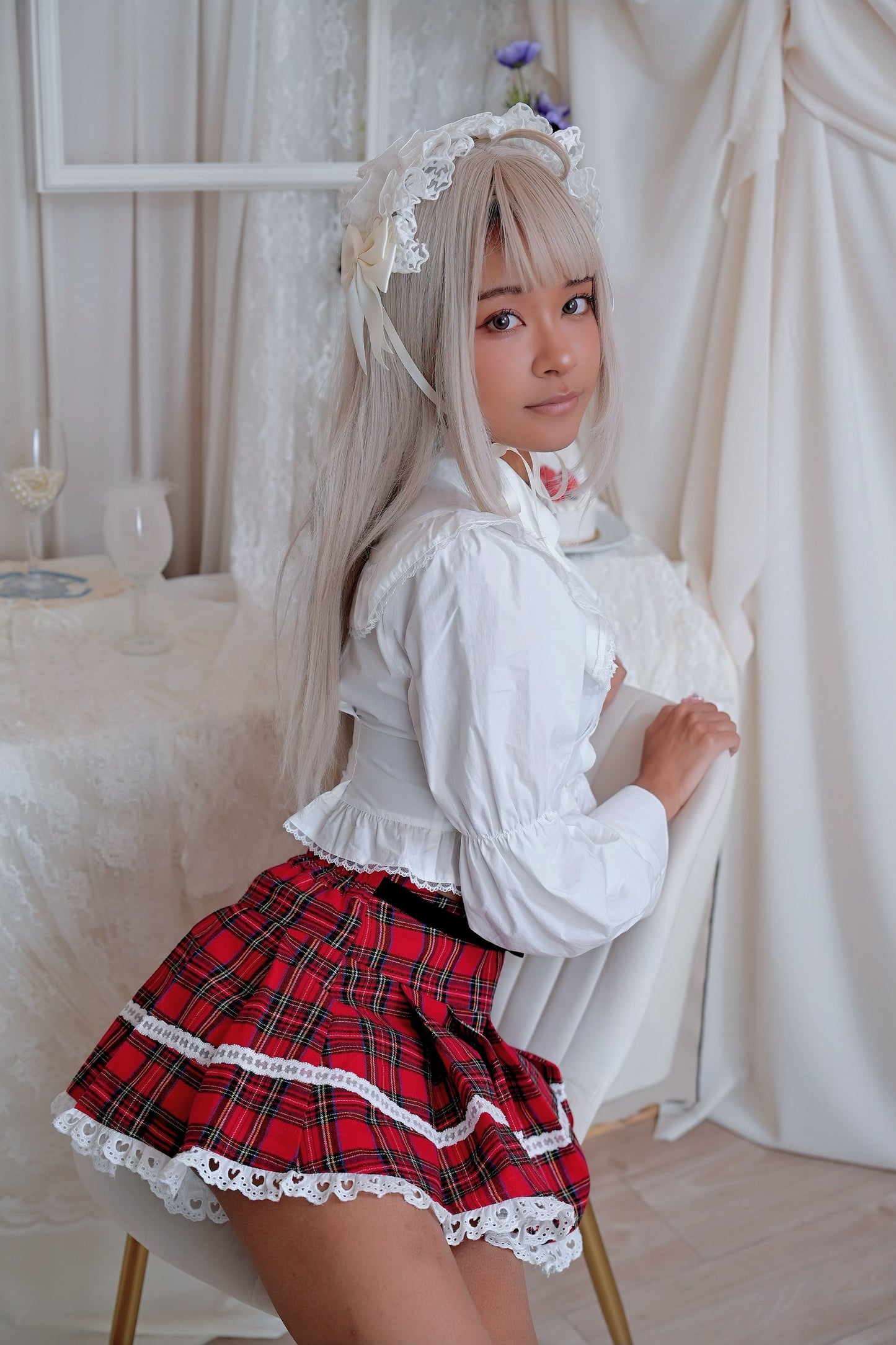 Fitted Ruffle Cotton Blouse