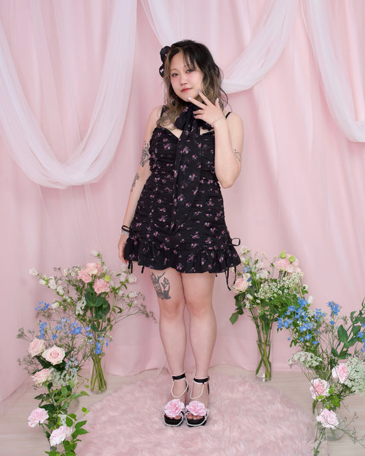 Claire De Lune Dress - Black x Pink Floral // PREORDER