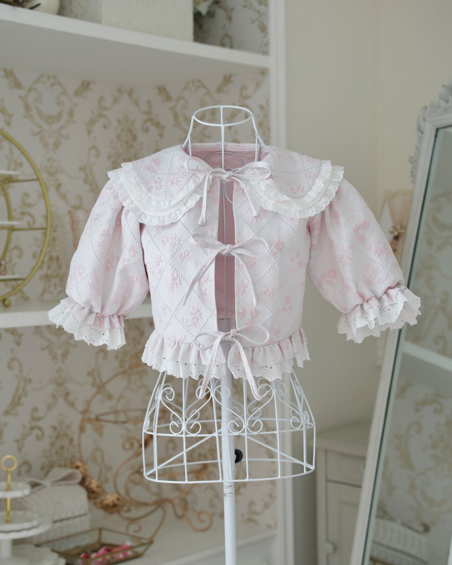 Floral Lustre Jacquard Set Pink TOP