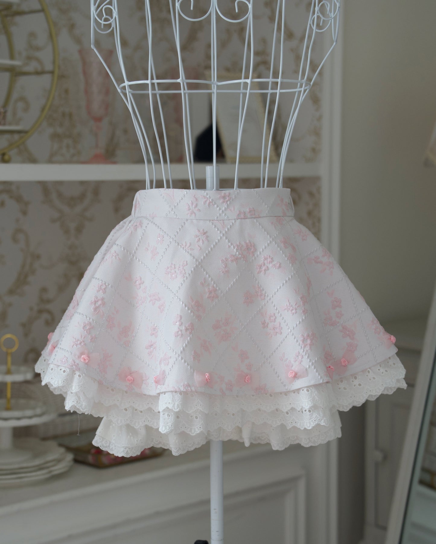 Floral Lustre Jacquard Set Pink SKIRT