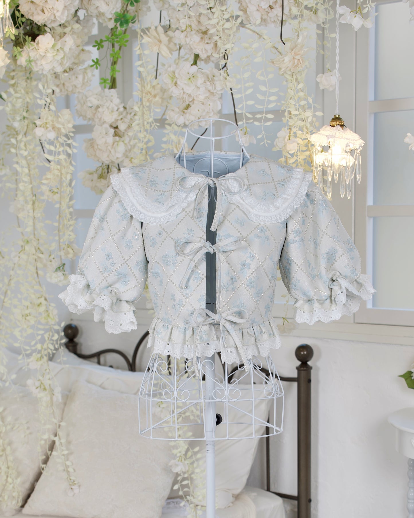 Floral Lustre Jacquard Set Blue TOP