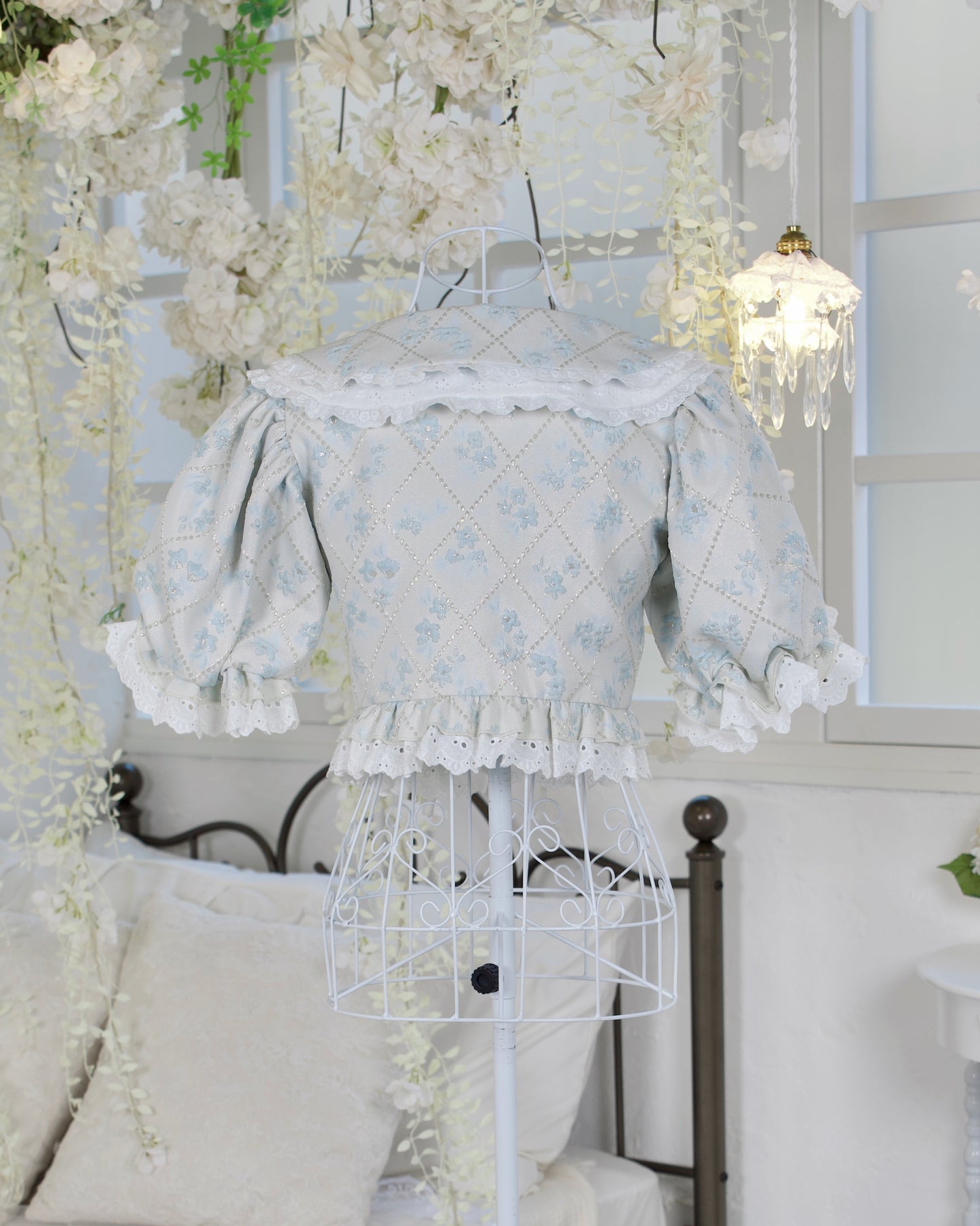 Floral Lustre Jacquard Set Blue TOP