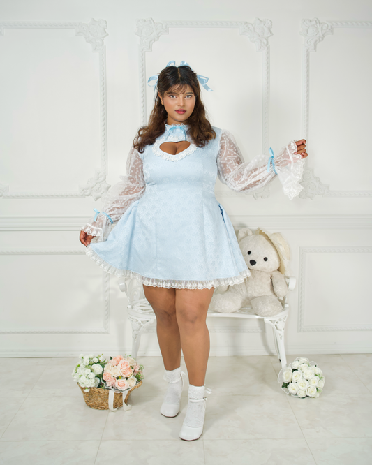 Cherub's Touch Heart Cutout Dress Blue