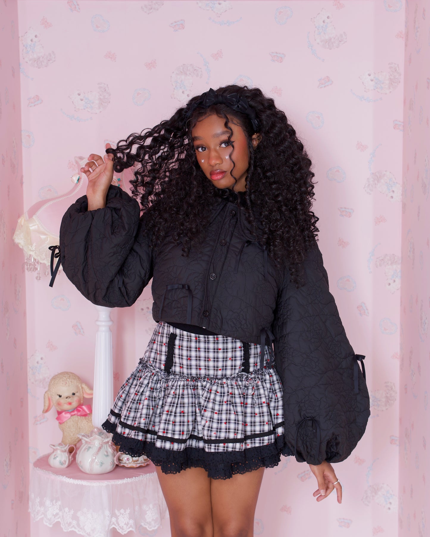 Ribboned Angel’s Puff Jacket - Black // PREORDER