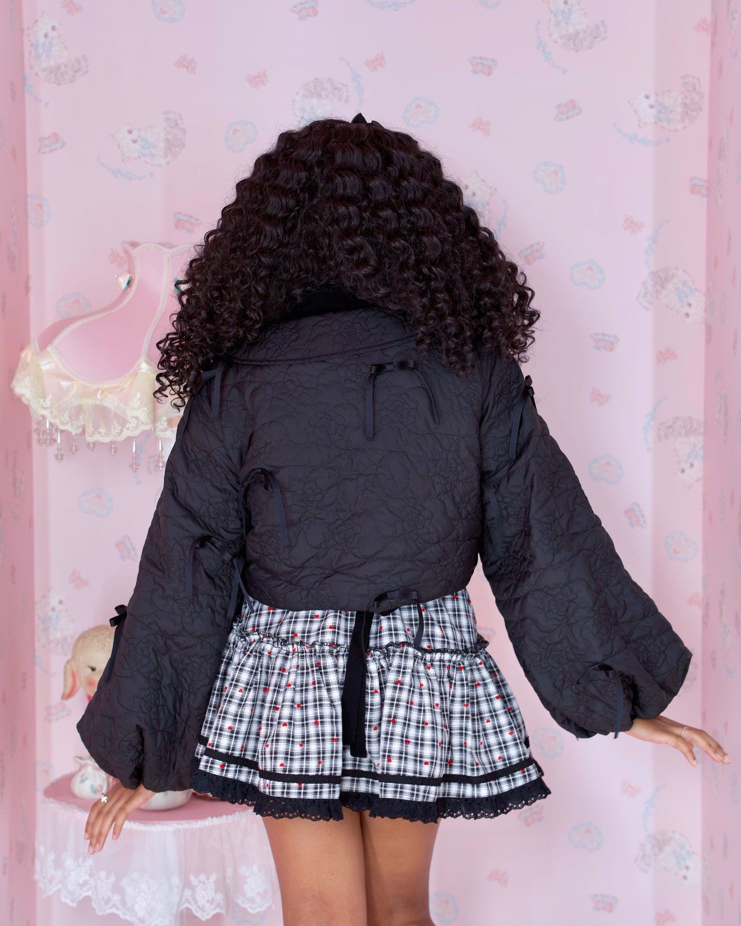 Ribboned Angel’s Puff Jacket - Black // PREORDER