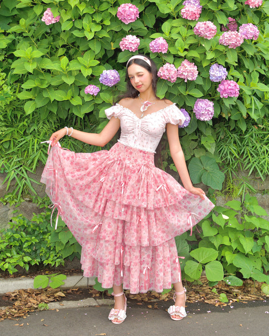 Rainy Girl Hydrangea Skirt Pink