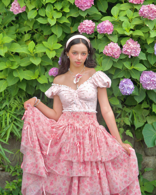 Rainy Girl Hydrangea Skirt Pink