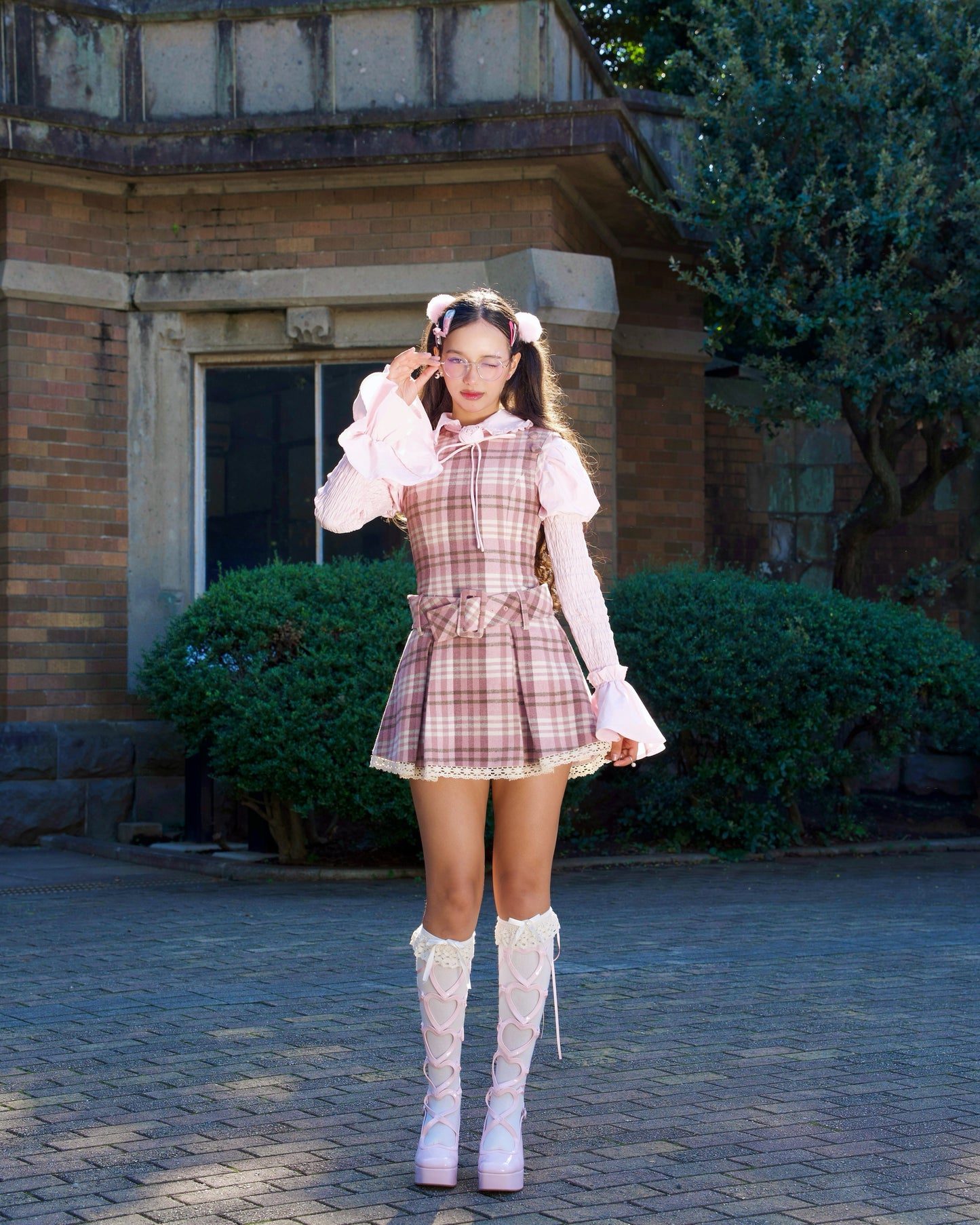 Darling Detective’s Cape Dress - Pink x Brown Neapolitan Check // PREORDER