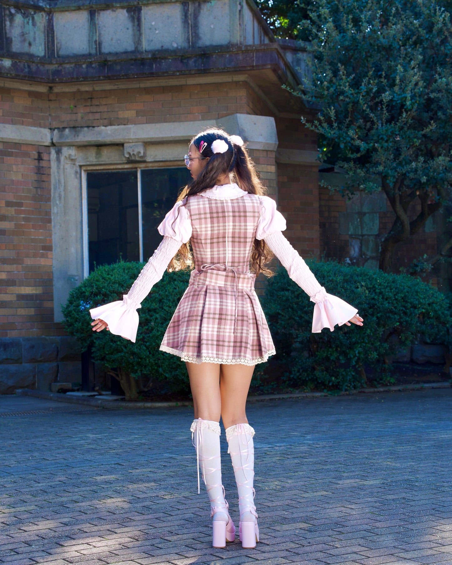 Darling Detective’s Cape Dress - Pink x Brown Neapolitan Check // PREORDER