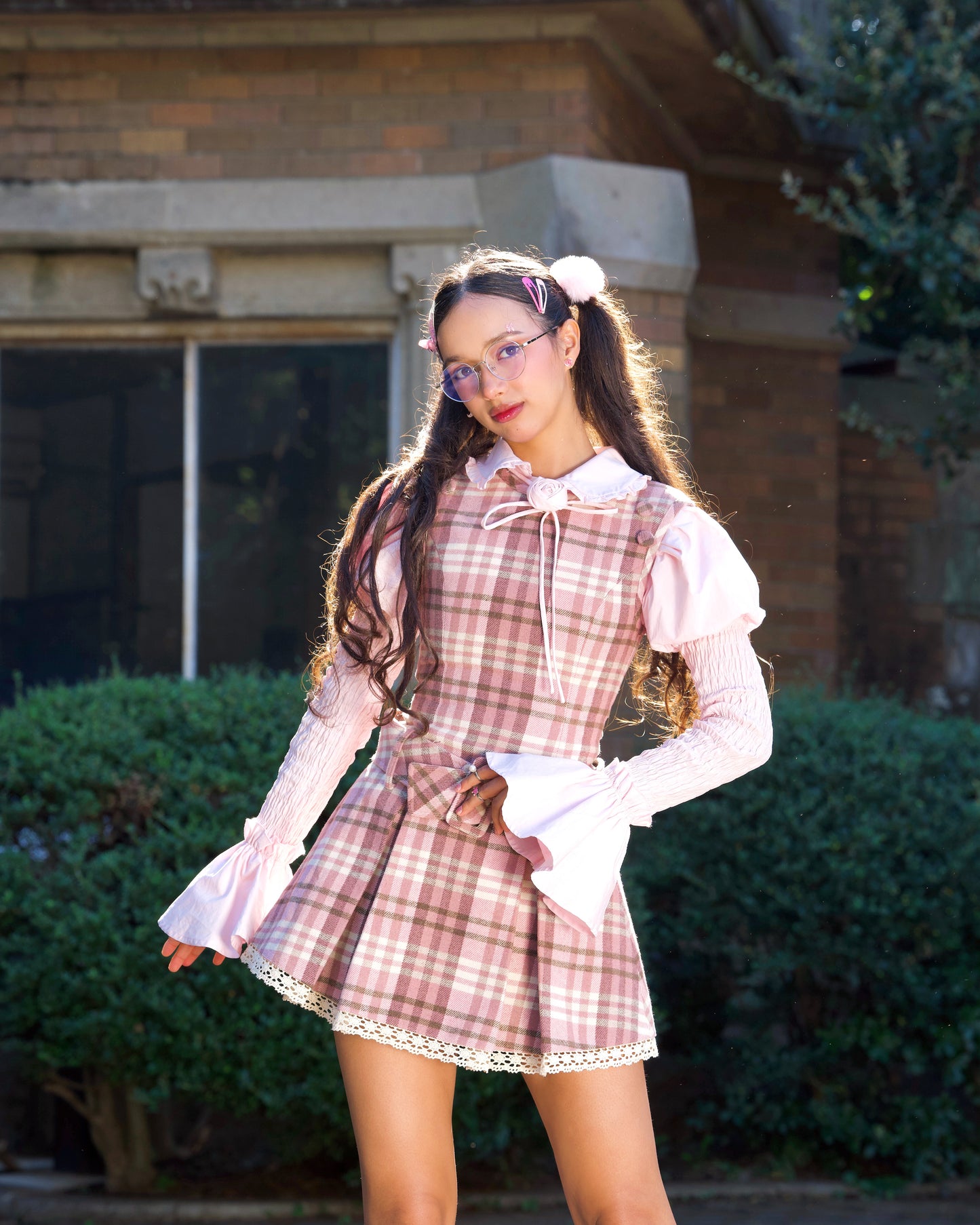 Darling Detective’s Cape Dress - Pink x Brown Neapolitan Check // PREORDER