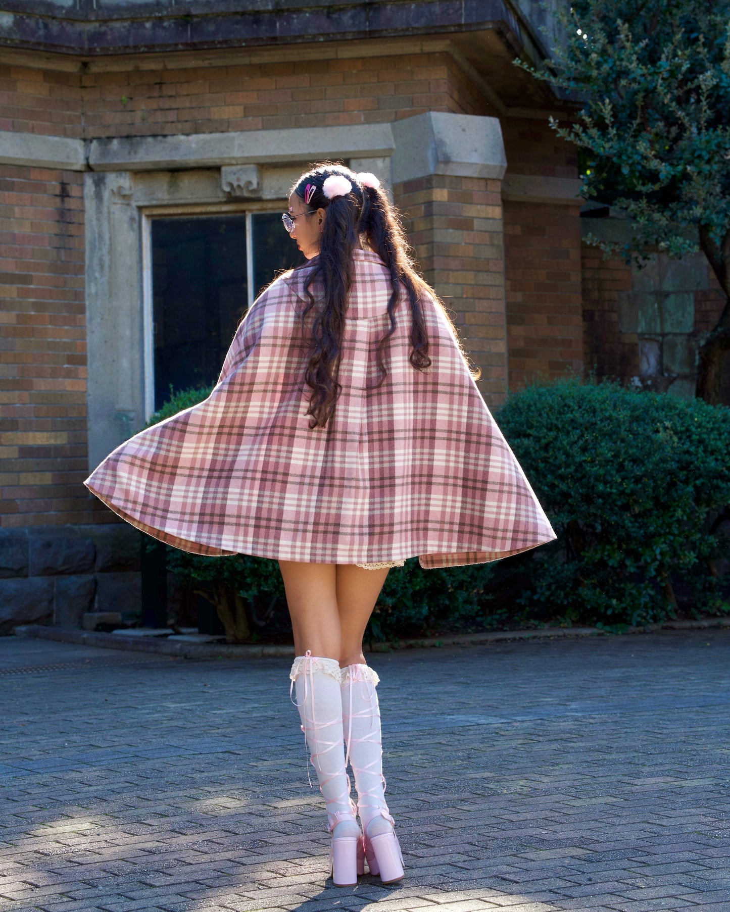 Darling Detective’s Cape Dress - Pink x Brown Neapolitan Check // PREORDER