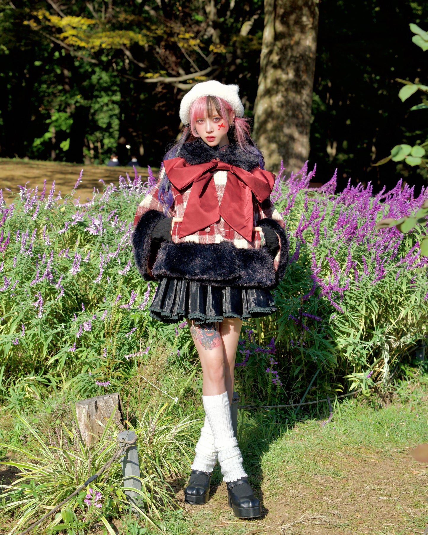 Winter Girl Double Breasted Ribbon Jacket - Red Check // PREORDER