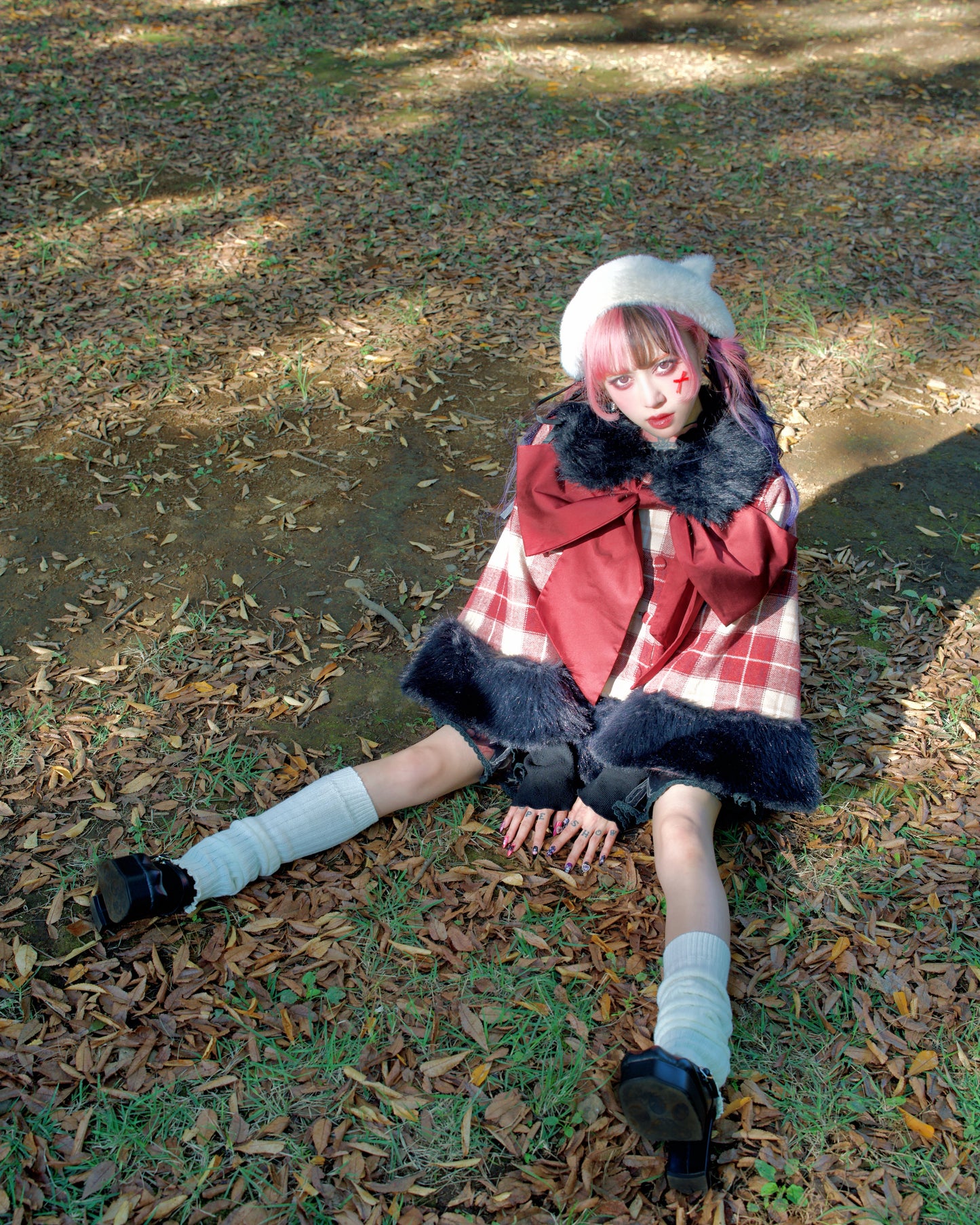 Winter Girl Double Breasted Ribbon Jacket - Red Check // PREORDER
