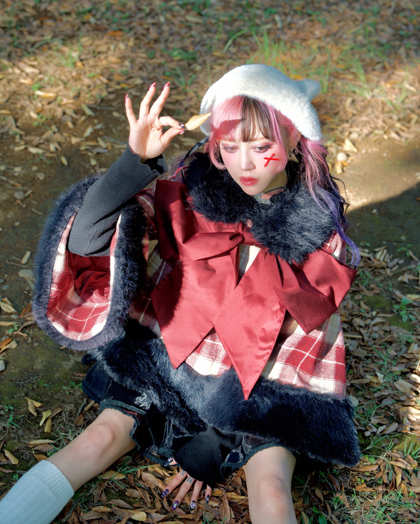 Winter Girl Double Breasted Ribbon Jacket - Red Check // PREORDER