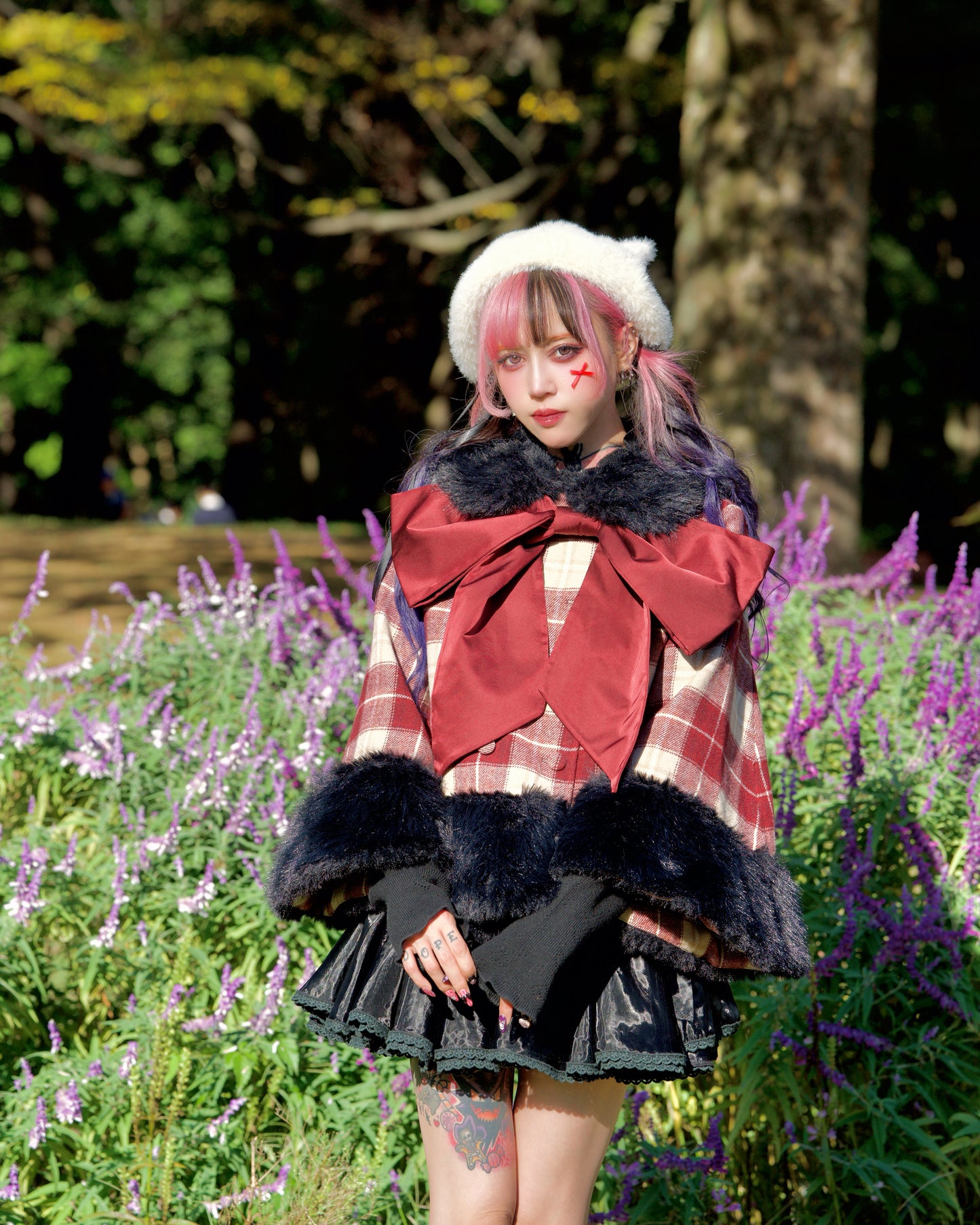 Winter Girl Double Breasted Ribbon Jacket - Red Check // PREORDER
