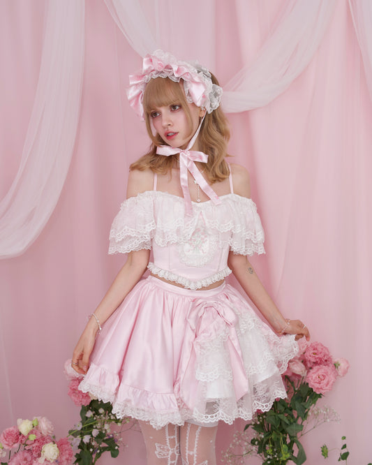 Rose Soirée Ball Gown Lace Up Bustier - Pink // PREORDER