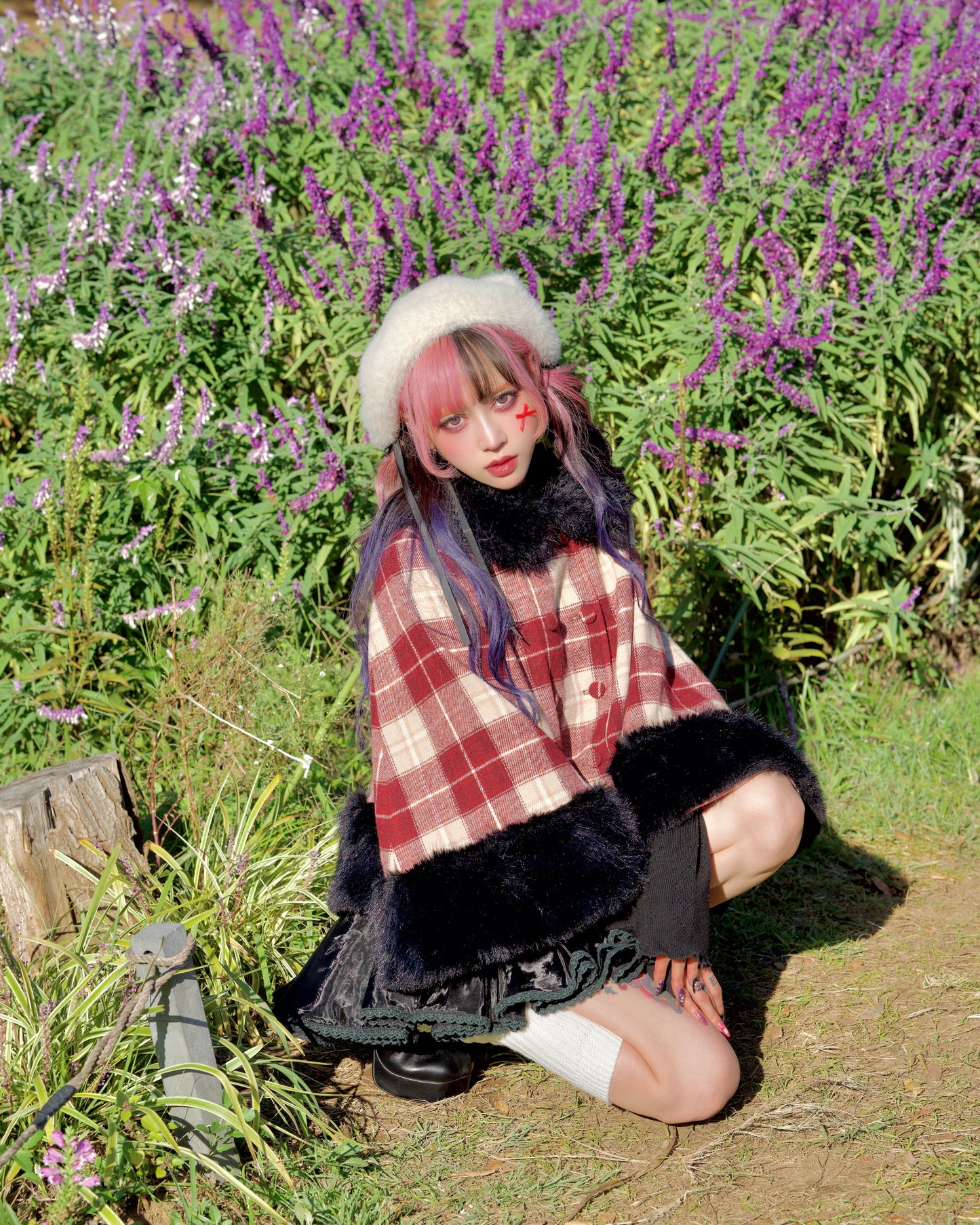 Winter Girl Double Breasted Ribbon Jacket - Red Check // PREORDER