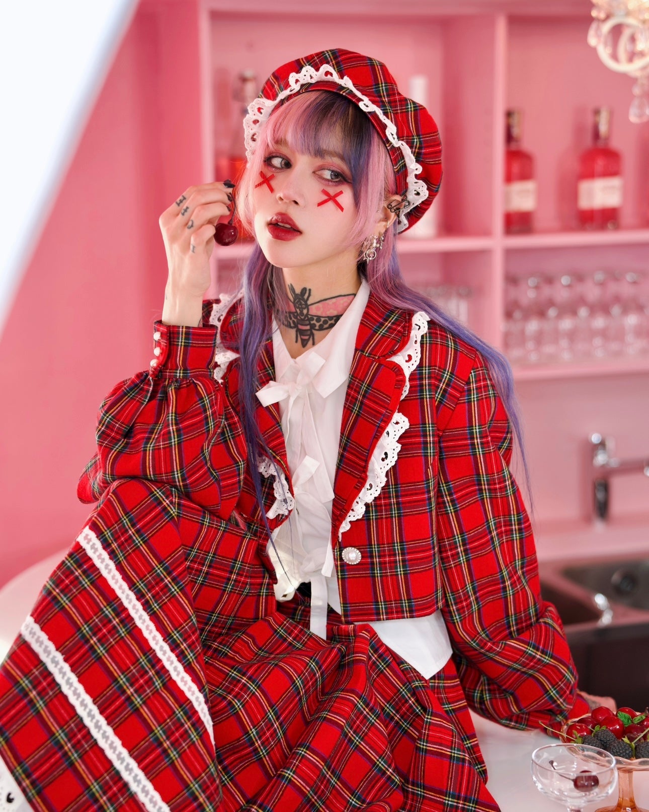 Prep School Idol Long Skirt Red Check