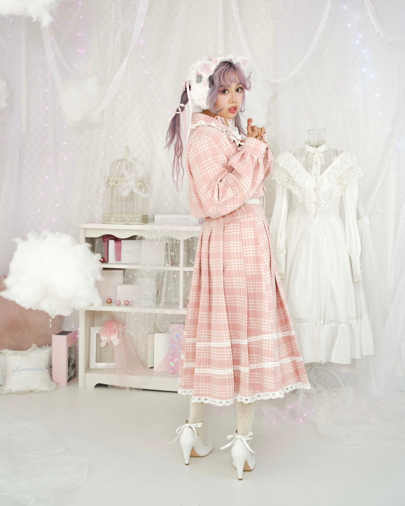 Prep School Idol Long Skirt Pink Check