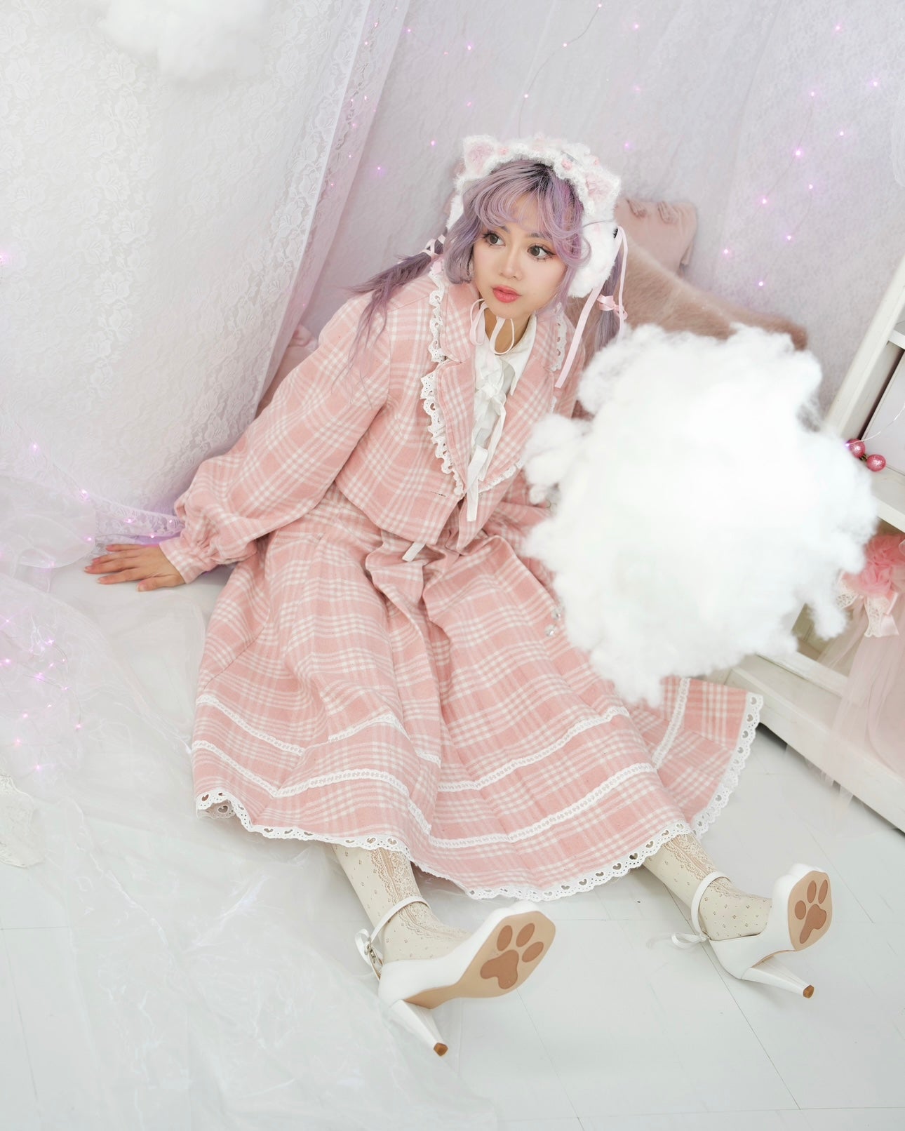 Prep School Idol Long Skirt Pink Check