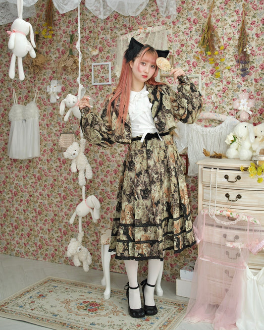 Prep School Idol Long Skirt Kitty Print