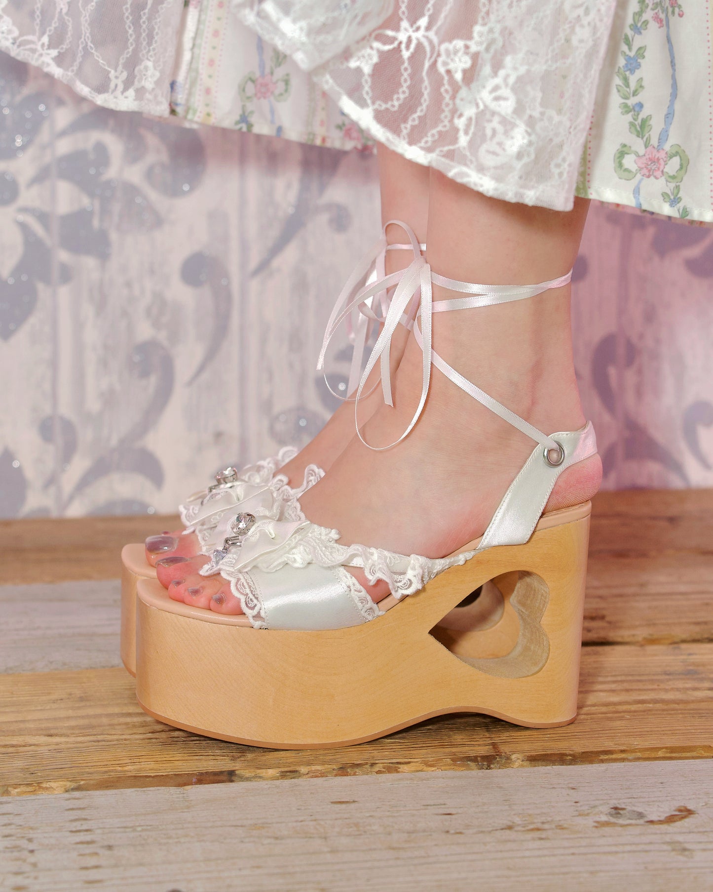 Yume Love Drop Platform Sandals White PREORDER