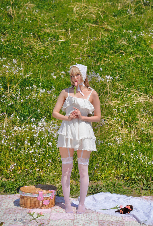 Dandelion Summers White Cotton Romper