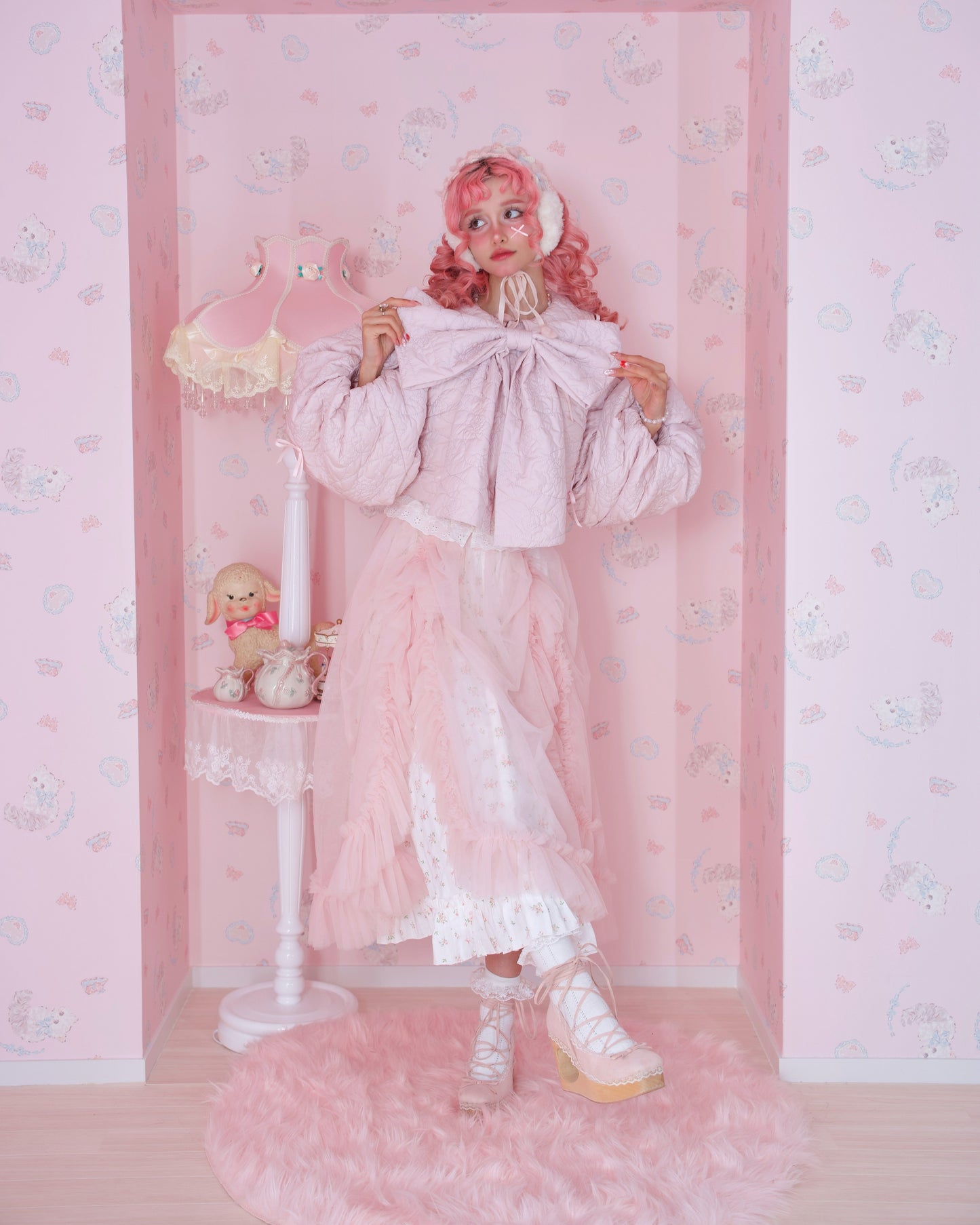 Ribboned Angel’s Puff Jacket - Pink // PREORDER