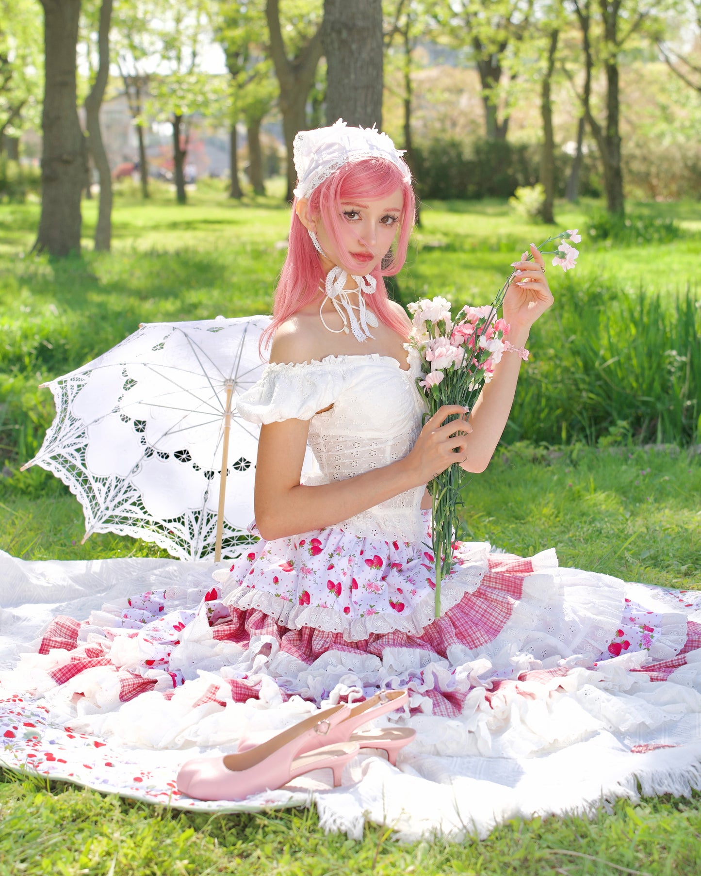 Enchanted Garden Layer Skirt - Strawberry Jam