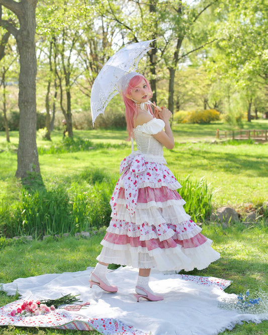 Enchanted Garden Layer Skirt - Strawberry Jam