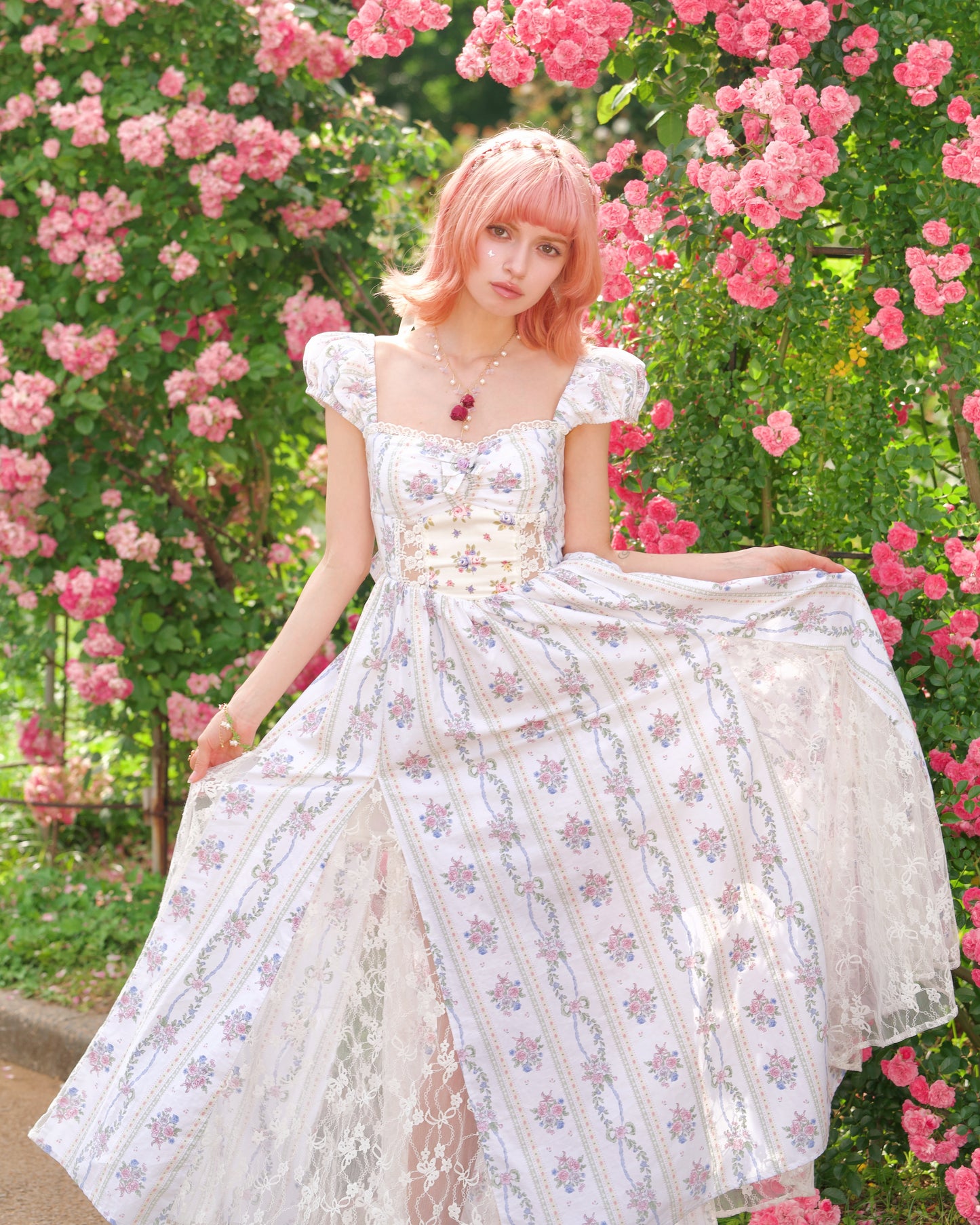 Everbloom Lace Peekaboo Dress // Floral Rose PREORDER