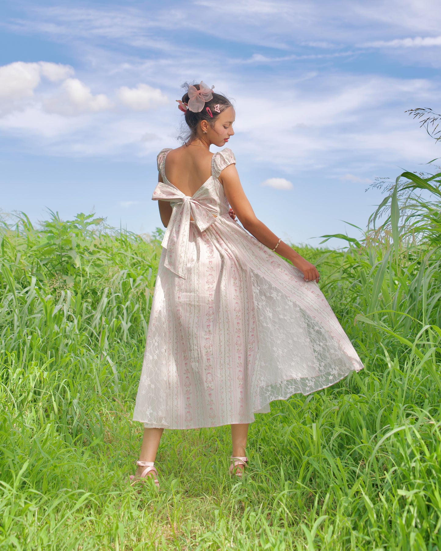 Everbloom Lace Peekaboo Dress // Bunny Pink PREORDER
