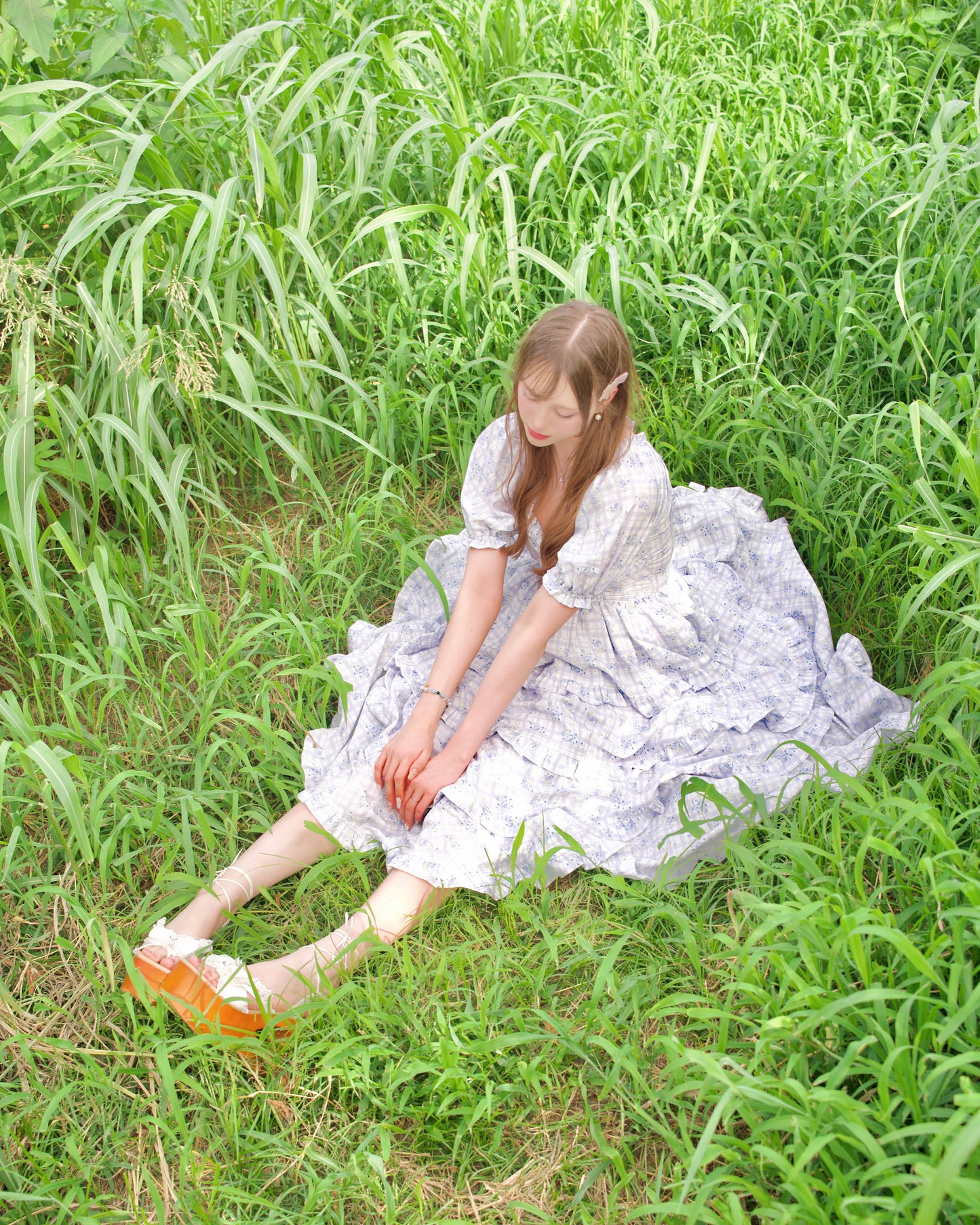 Ribbon Sweetheart Long Layer Dress Blue PREORDER