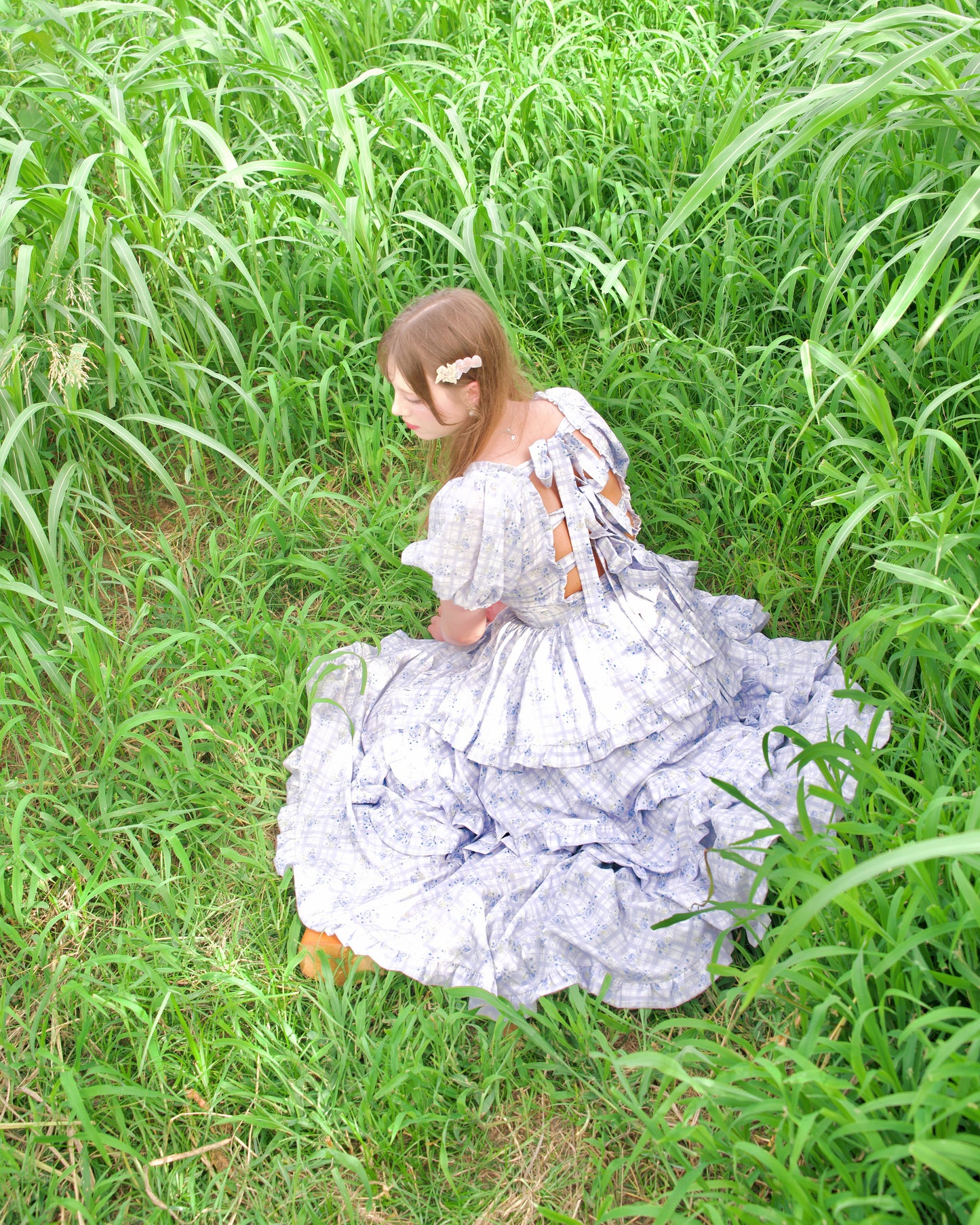 Ribbon Sweetheart Long Layer Dress Blue PREORDER