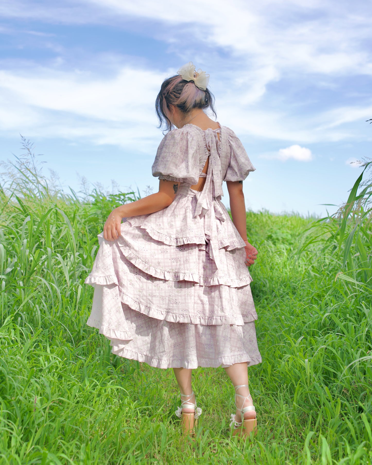 Ribbon Sweetheart Long Layer Dress Lilac PREORDER