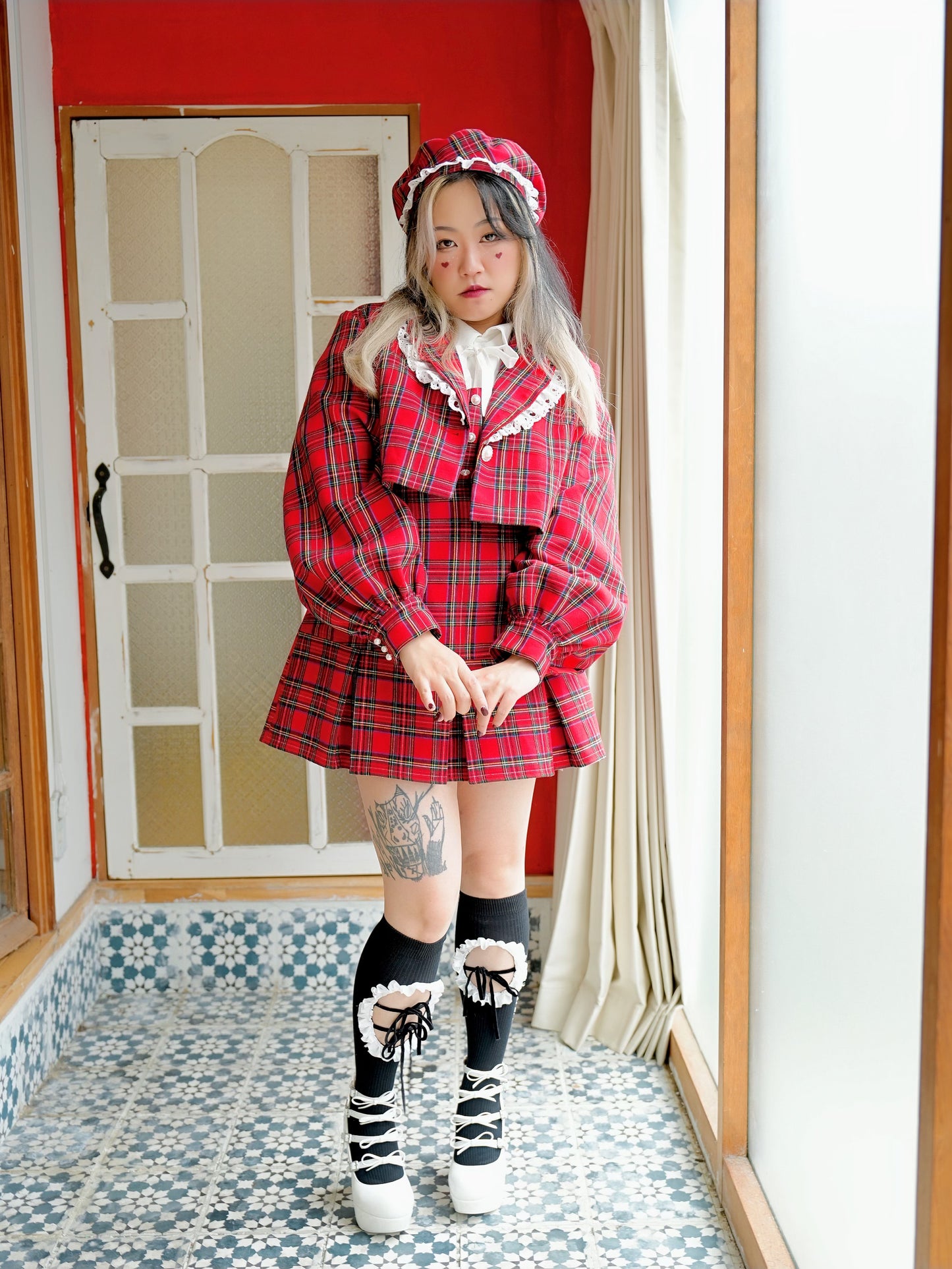 Prep School Idol Red Check JACKET