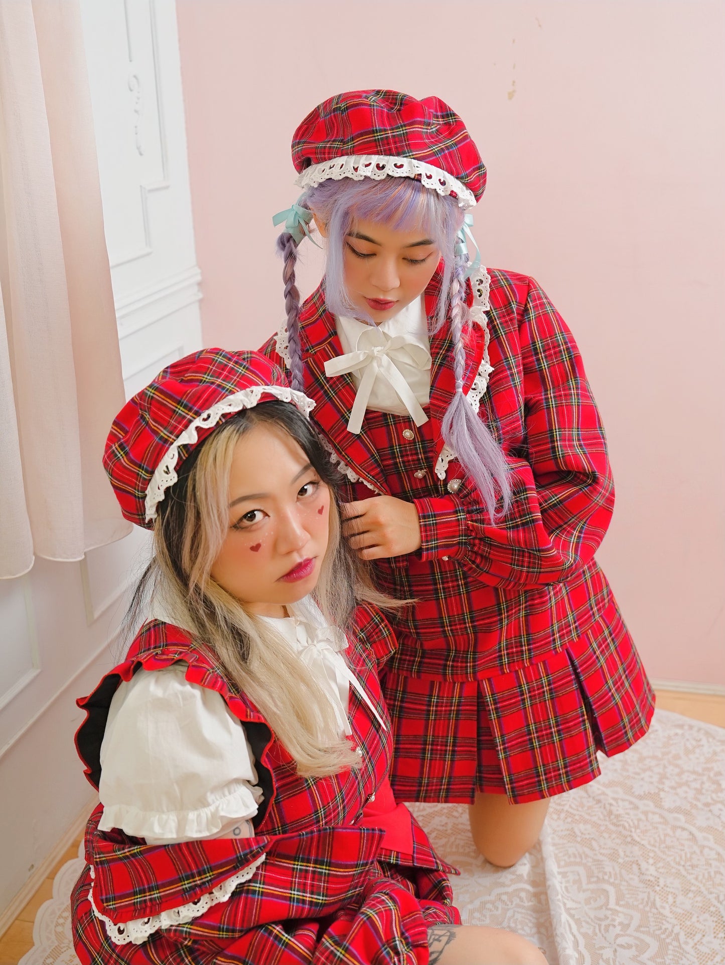 Prep School Idol Beret Red Check
