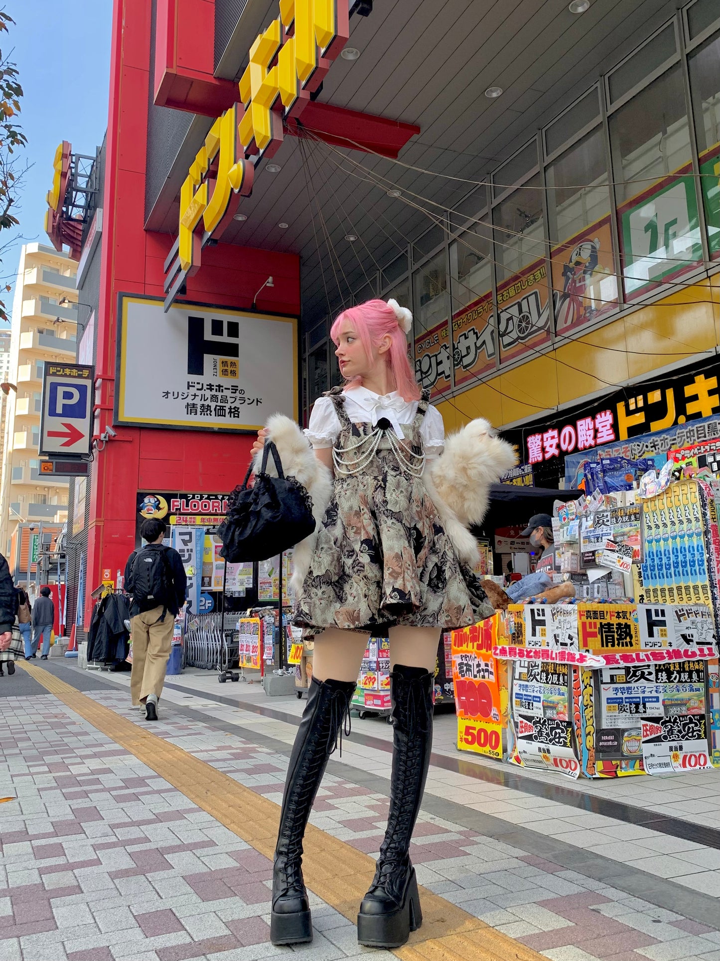 "Teddy" Cat Print Dress