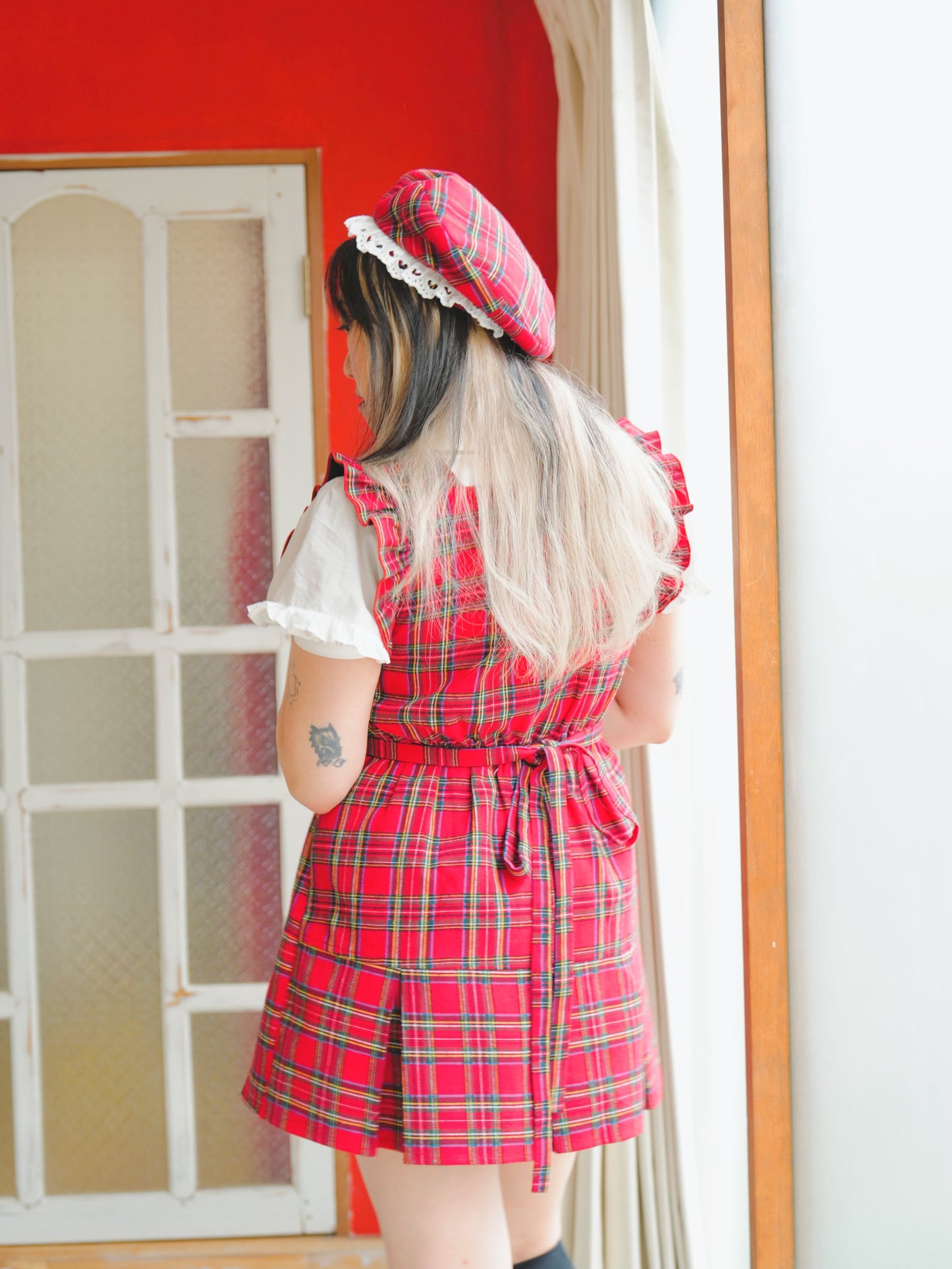 Prep School Idol Red Check DRESS