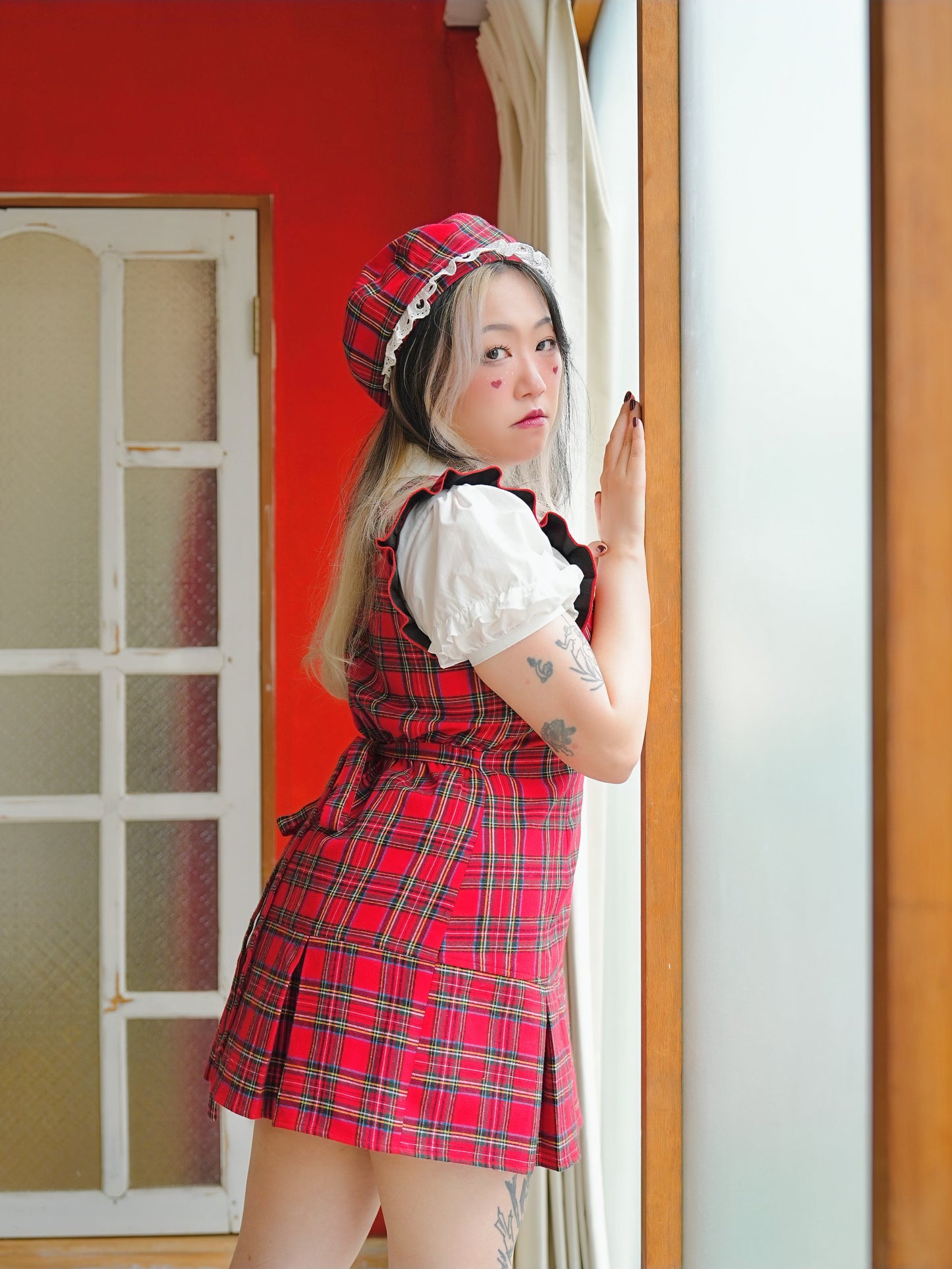 Prep School Idol Red Check DRESS