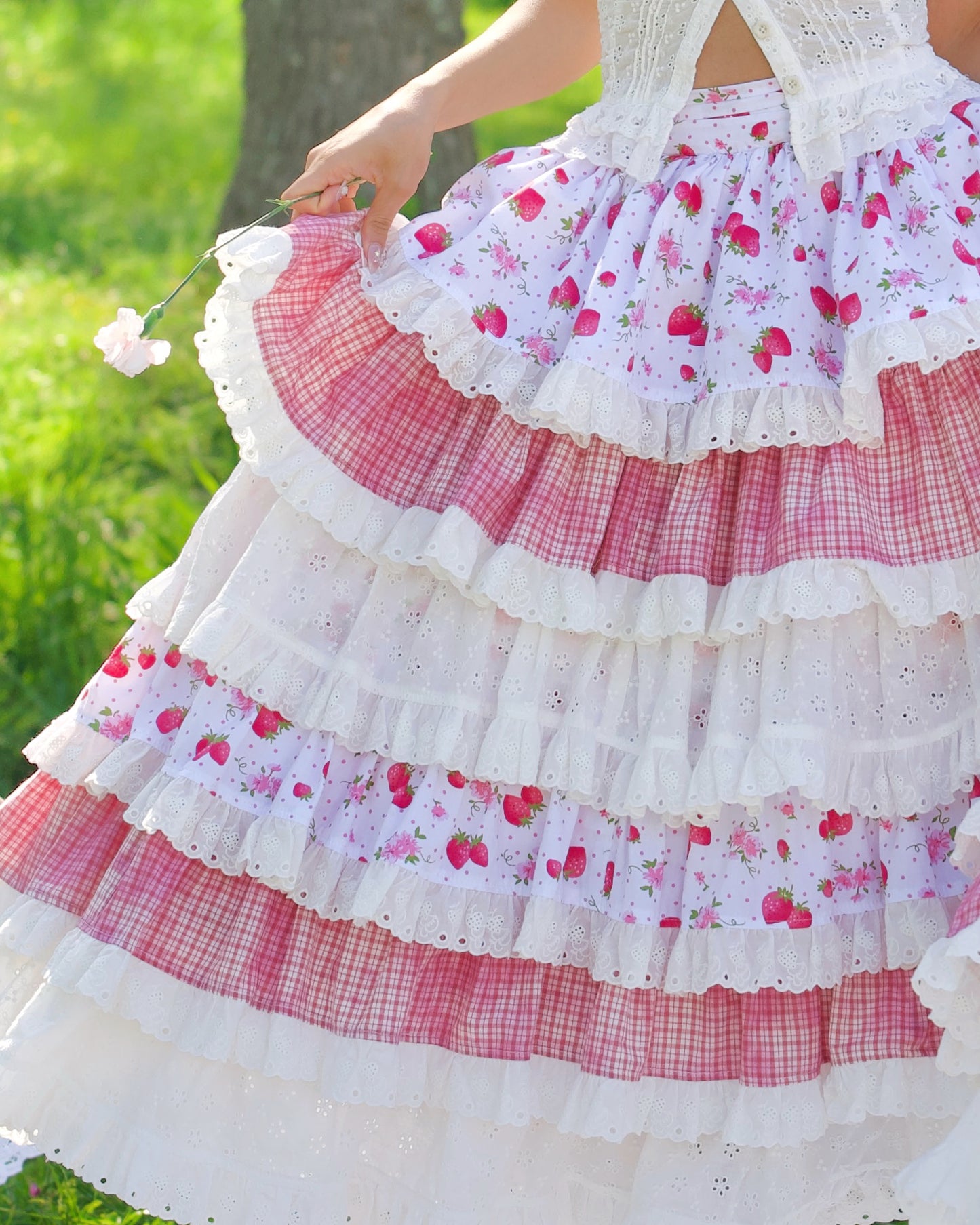 Enchanted Garden Layer Skirt - Strawberry Jam