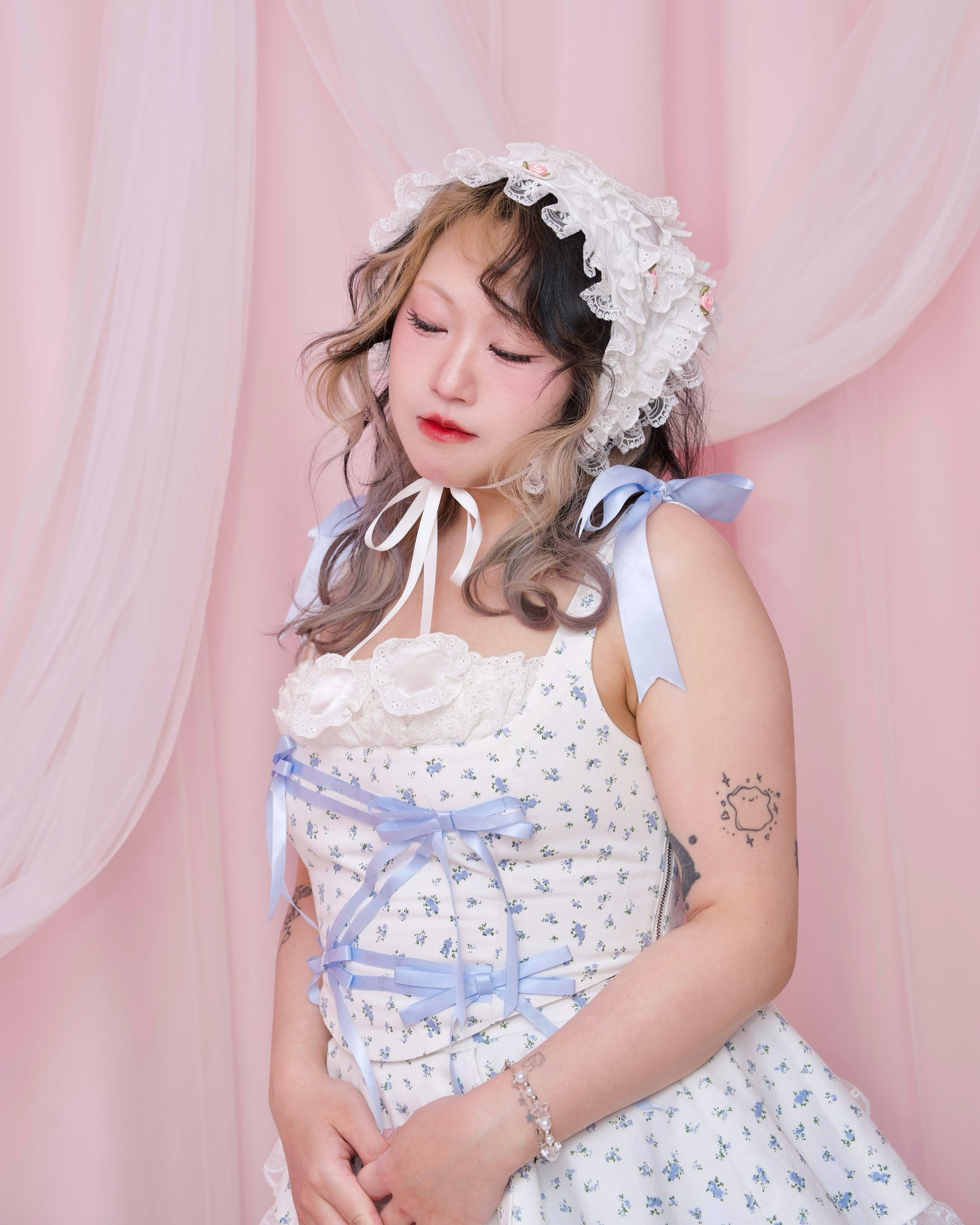 Gift Wrap Corset Blouse - Blue // PREORDER