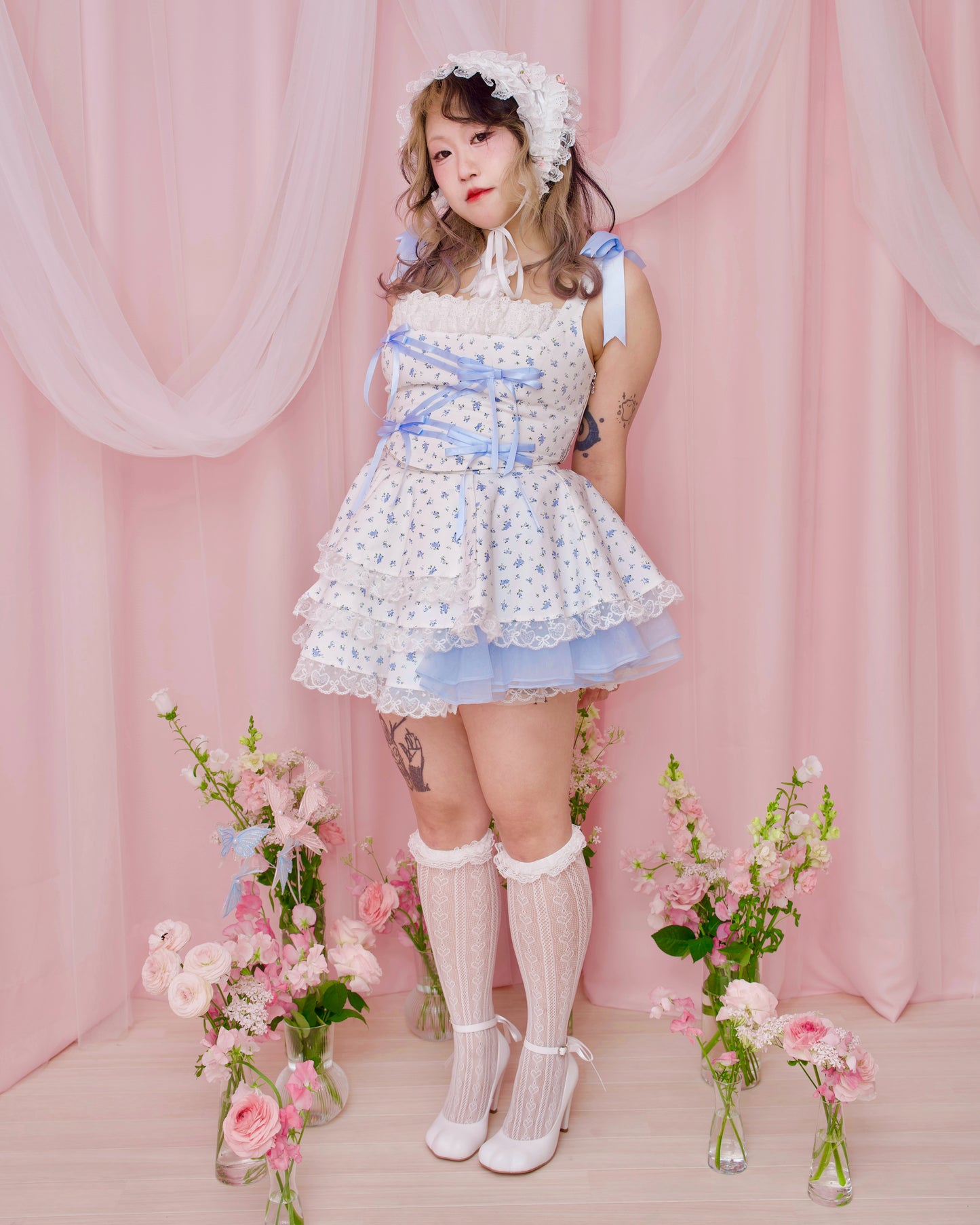 Gift Wrap Corset Blouse - Blue // PREORDER