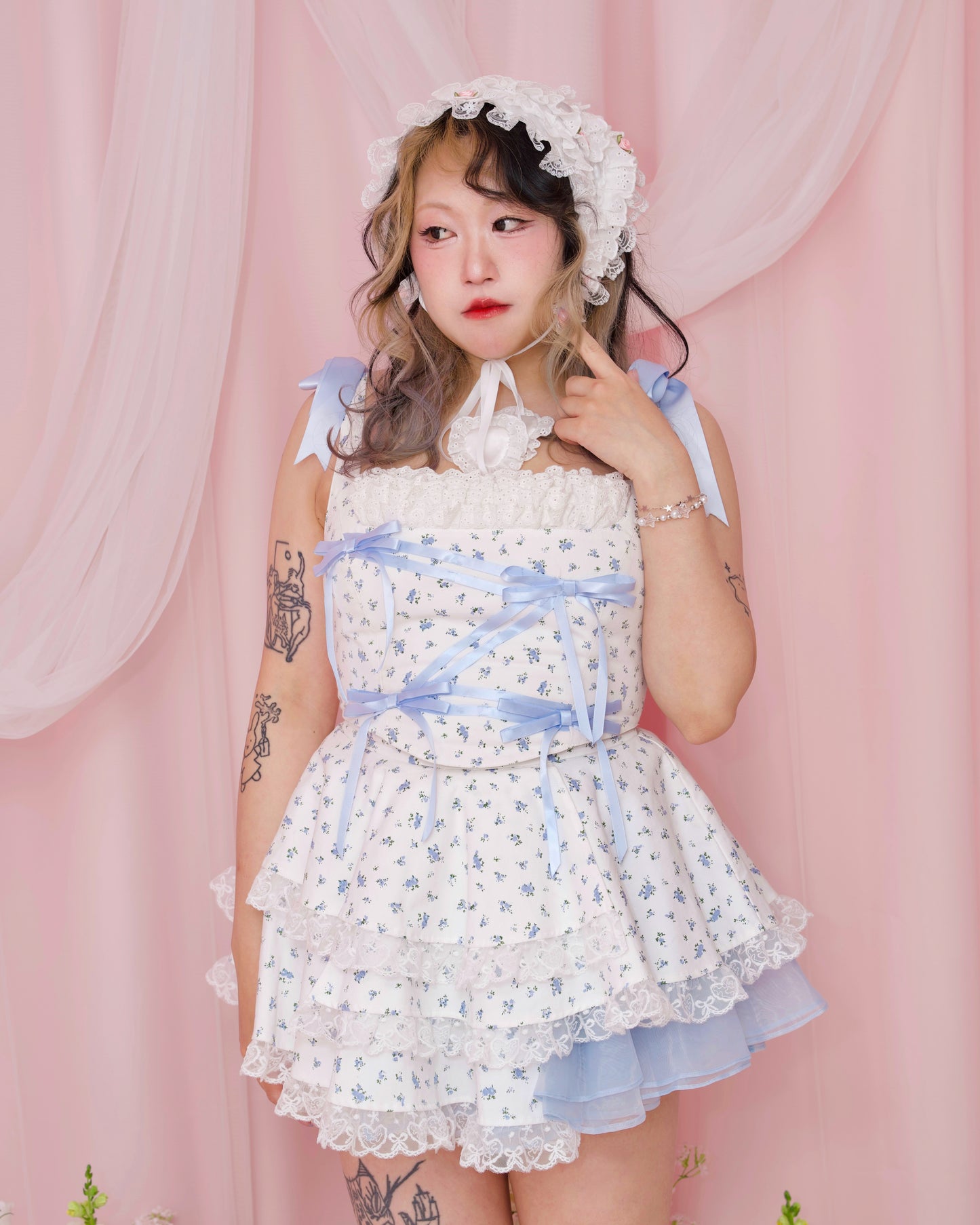 Gift Wrap Corset Blouse - Blue // PREORDER