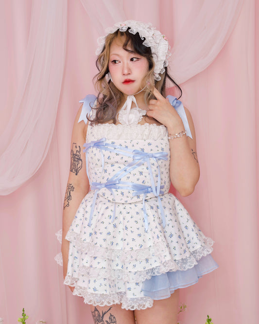 Gift Wrap Corset Blouse - Blue // PREORDER