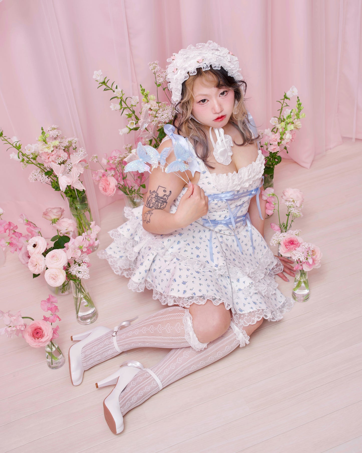 Gift Wrap Corset Blouse - Blue // PREORDER