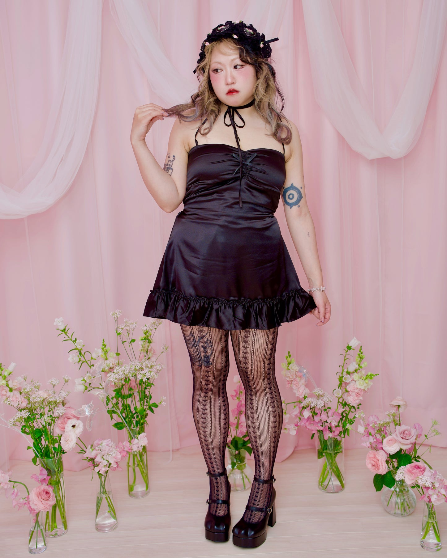 Adore You Satin Slip Dress - Black // PREORDER