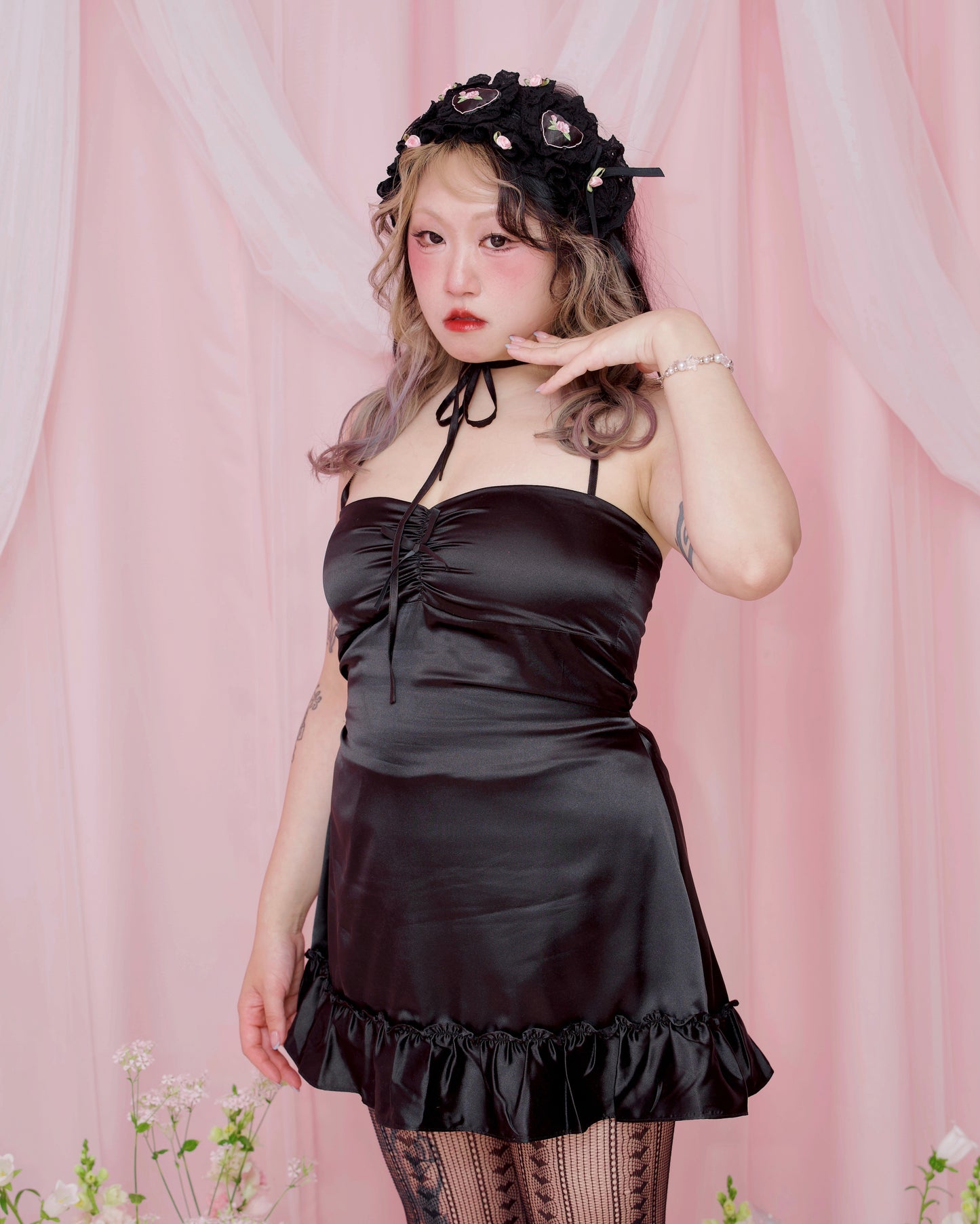 Adore You Satin Slip Dress - Black // PREORDER
