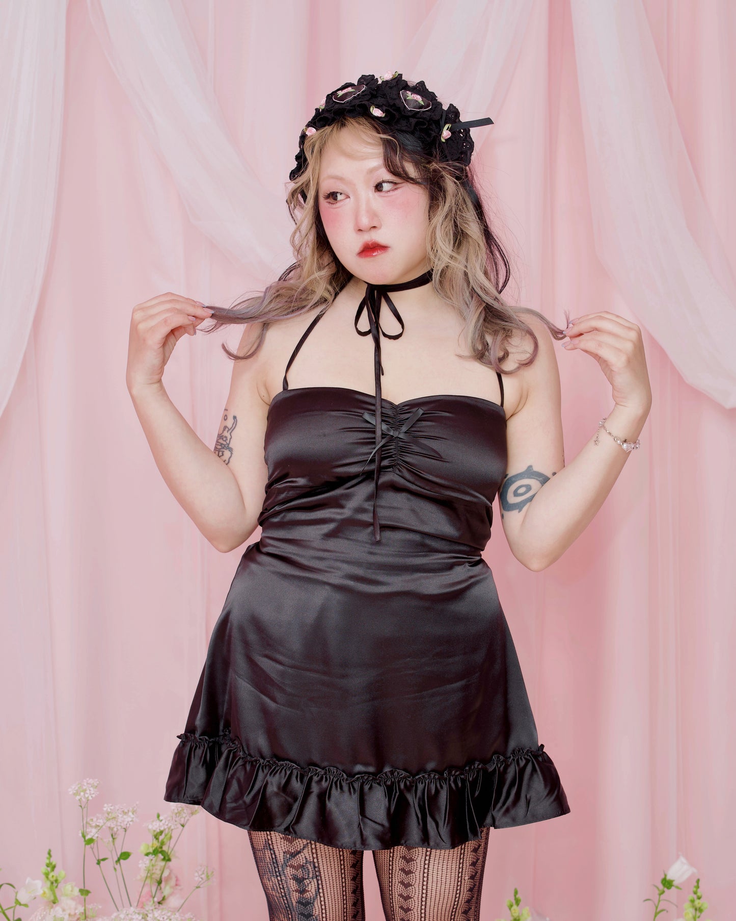 Adore You Satin Slip Dress - Black // PREORDER